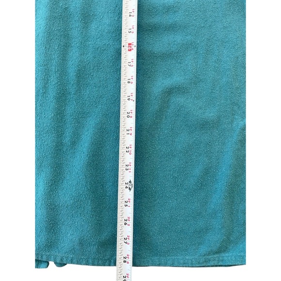 Vtg Y2K Park Central Brushed Silk Button Up Roll Tab Teal Top Size XXL Safari - Picture 6 of 9